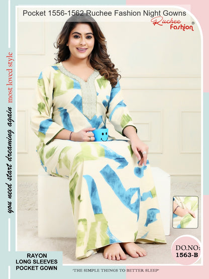 Pocket 1556-1562 Ruchee Fashion Rayon Night Gowns Wholesale