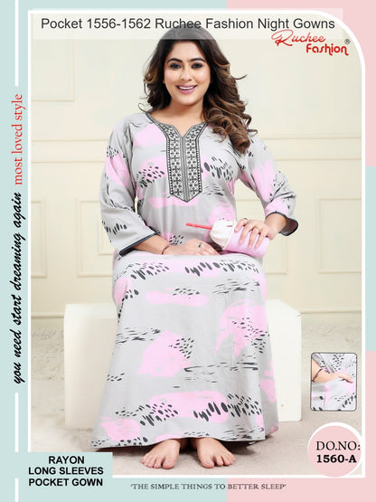 Pocket 1556-1562 Ruchee Fashion Rayon Night Gowns Wholesale