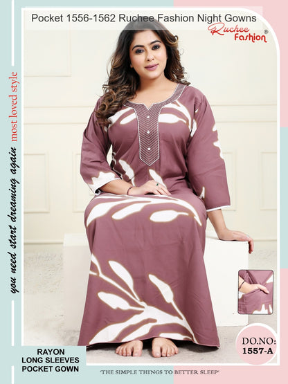 Pocket 1556-1562 Ruchee Fashion Rayon Night Gowns Wholesale