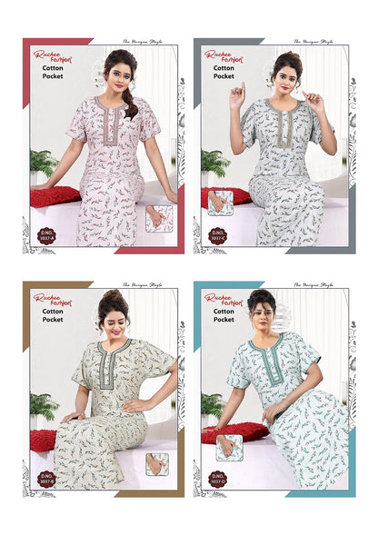 Pocket 3008-3037 Ruchee Fashion Night Gowns Manufacturer India