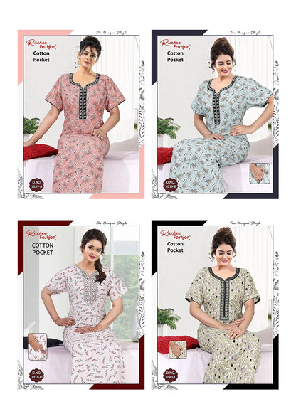 Pocket 3008-3037 Ruchee Fashion Night Gowns Manufacturer India