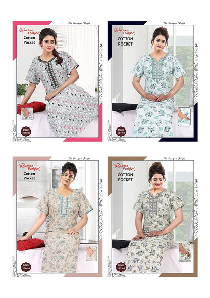 Pocket 3008-3037 Ruchee Fashion Night Gowns Manufacturer India