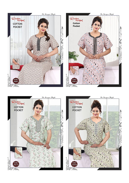Pocket 3008-3037 Ruchee Fashion Night Gowns Manufacturer India