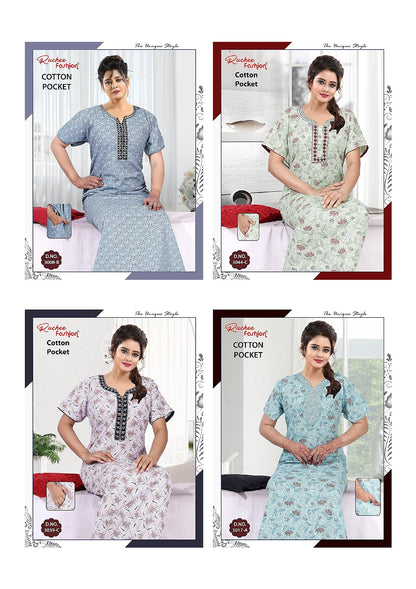 Pocket 3008-3037 Ruchee Fashion Night Gowns Manufacturer India