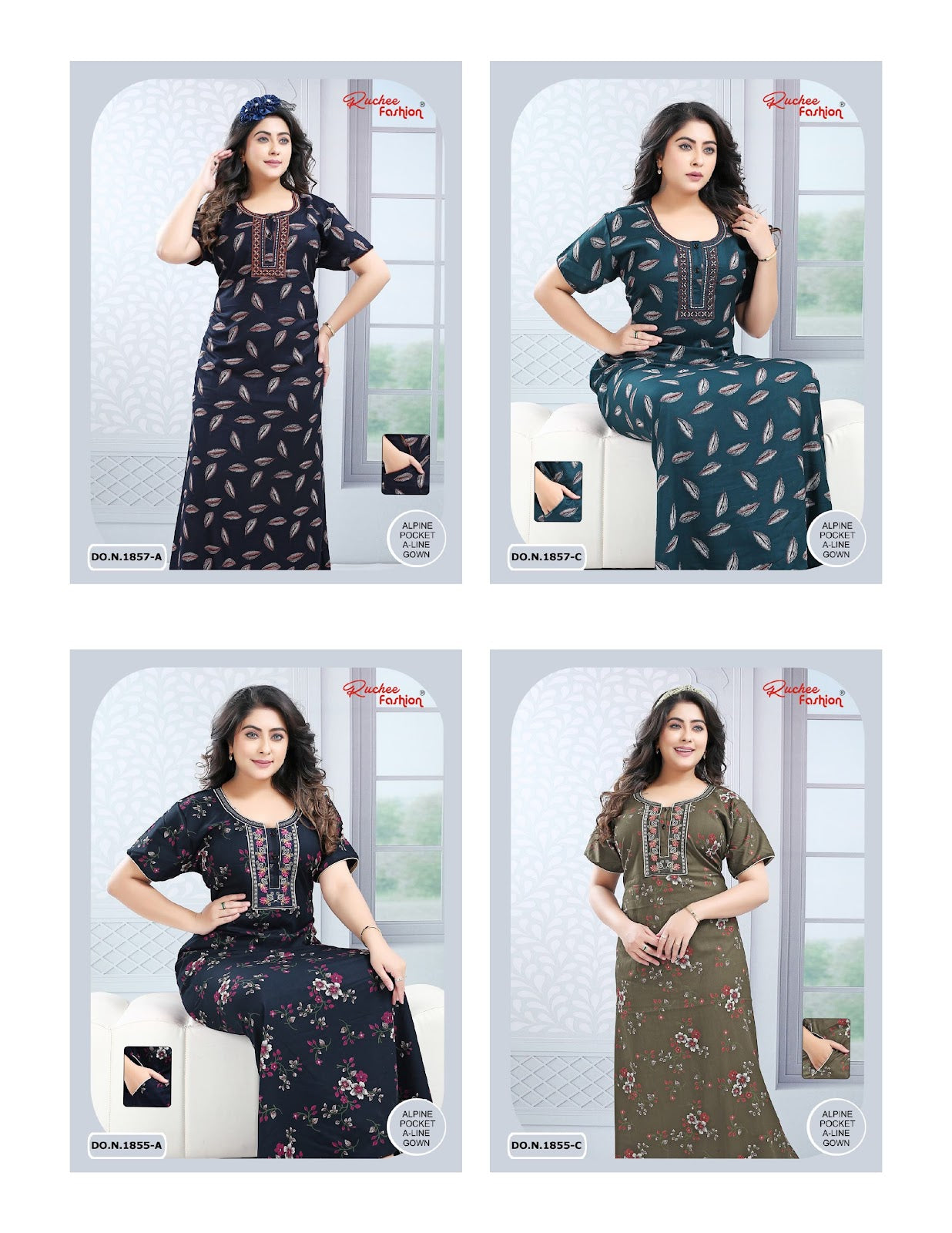 Pocket A-Line 2710 Ruchee Fashion Night Gowns Manufacturer