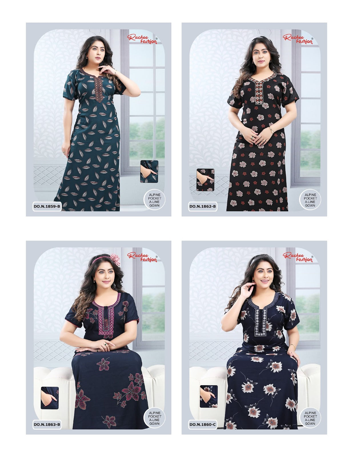 Alpine A-Line 2710 Ruchee Fashion Night Gowns Wholesale