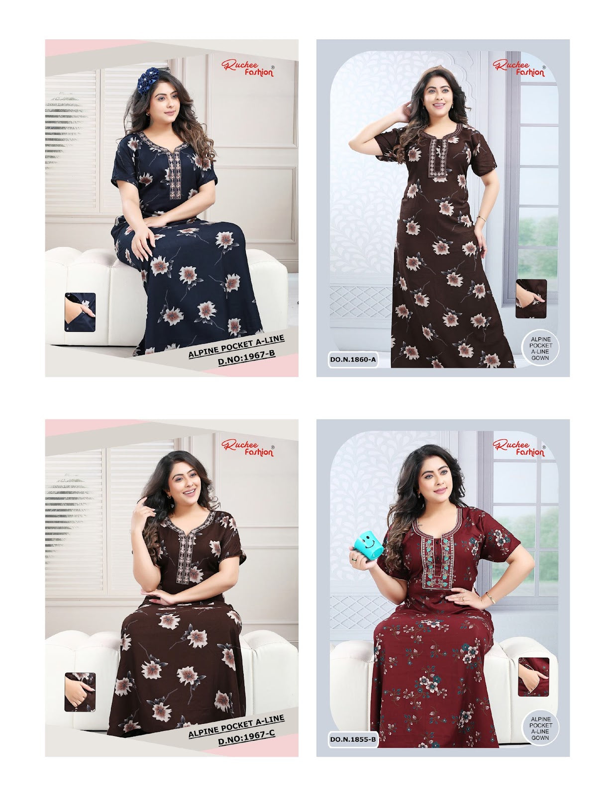 Alpine A-Line 2710 Ruchee Fashion Night Gowns Wholesale