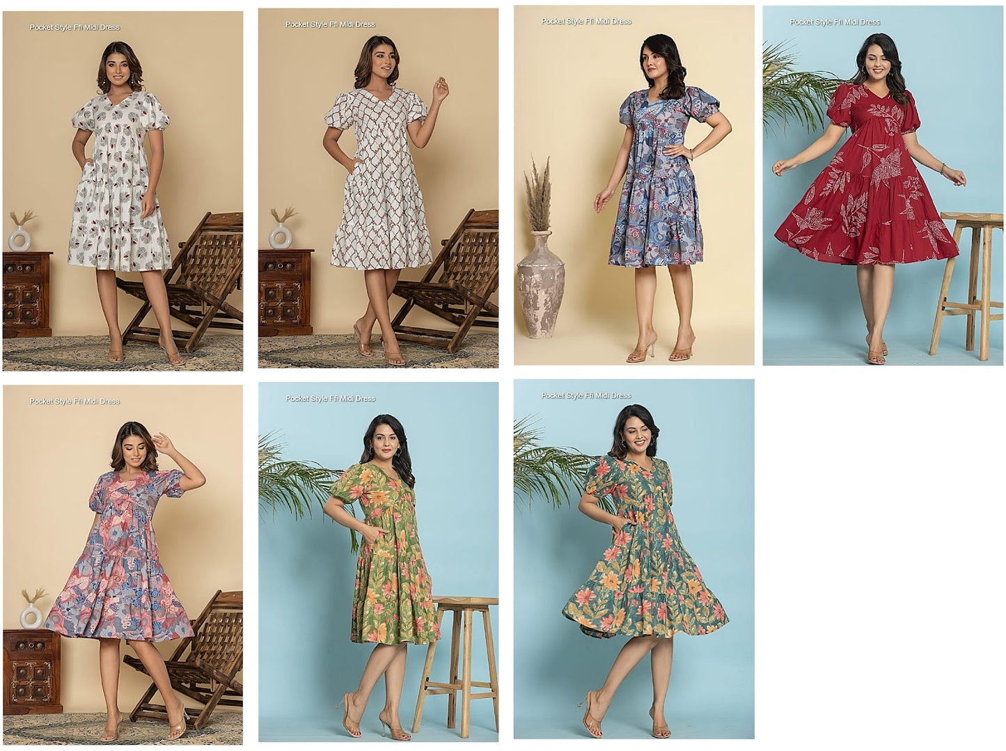 Pocket Style Ffi Cotton Midi Dress Exporter Ahmedabad