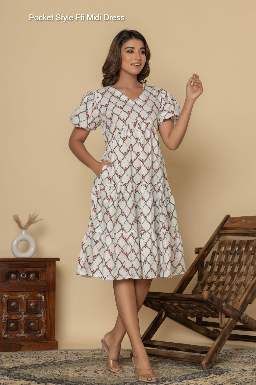 Pocket Style Ffi Cotton Midi Dress Exporter Ahmedabad