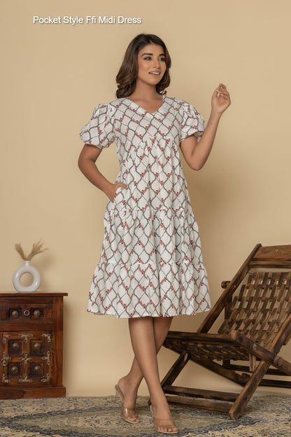 Pocket Style Ffi Cotton Midi Dress Exporter Ahmedabad