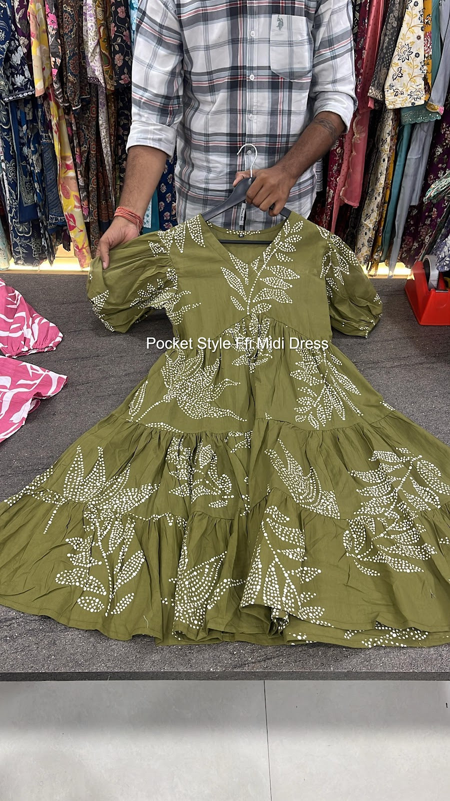 Pocket Style Ffi Cotton Midi Dress Exporter Ahmedabad