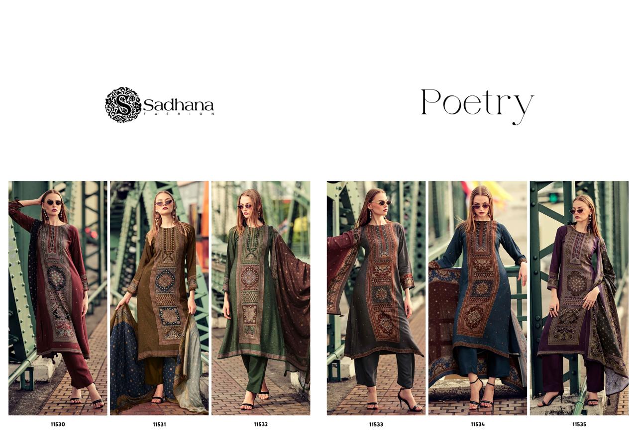 Poetry Sadhana Pure Viscose Pashmina Suits Supplier