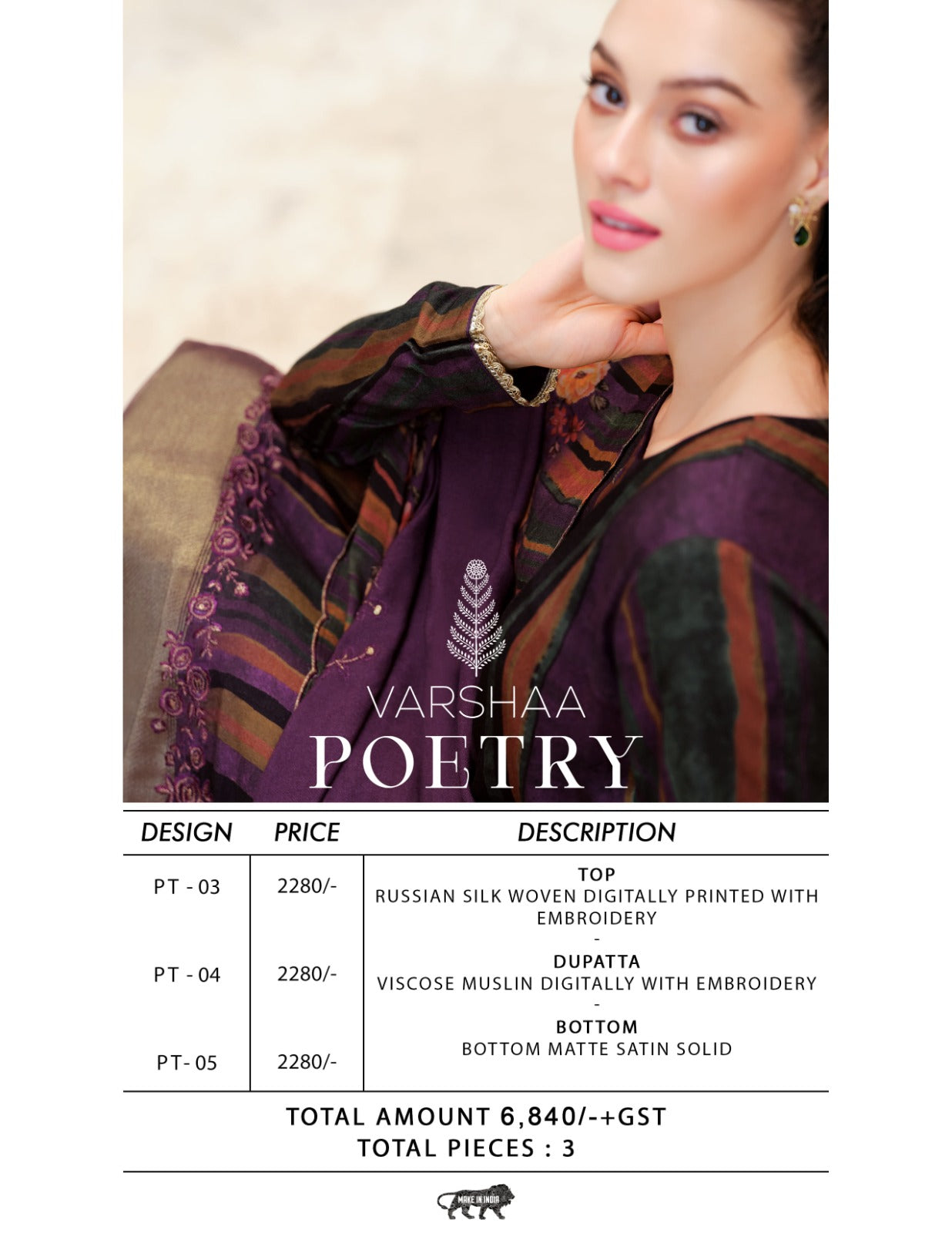 Poetry Varsha Fashions Russian Silk Pant Style Suits Wholesale Rate