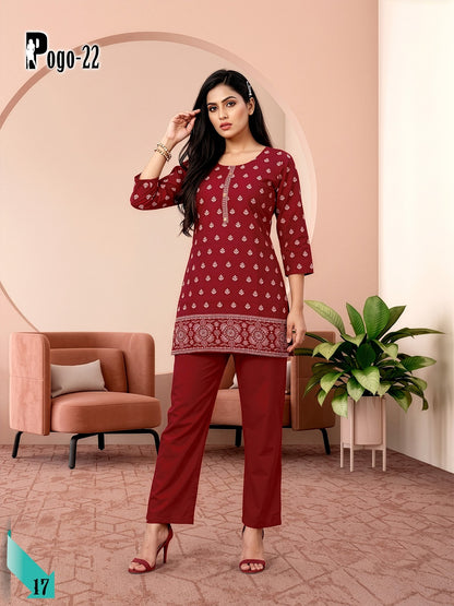 Pogo 22 Prmnt Rayon Co Ord Set Wholesaler Gujarat
