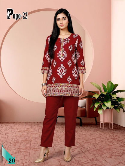 Pogo 22 Prmnt Rayon Co Ord Set Wholesaler Gujarat