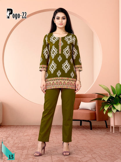 Pogo 22 Prmnt Rayon Co Ord Set Wholesaler Gujarat