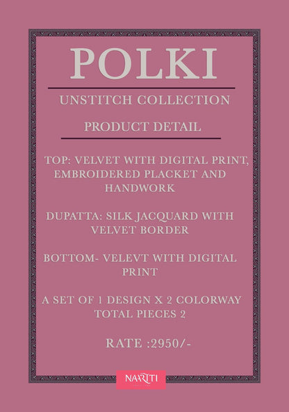 Polki Naariti Velvet Suits Supplier Gujarat