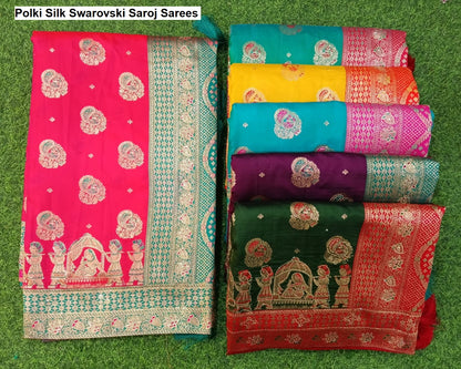 Polki Silk Swarovski Saroj Sarees Wholesaler Ahmedabad