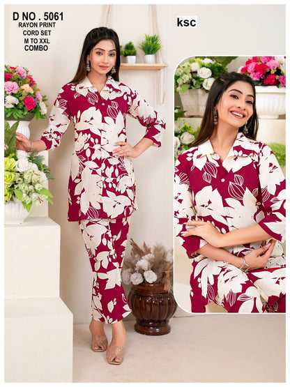 Polo Collars 010825 Ksc Rayon Co Ord Set Manufacturer