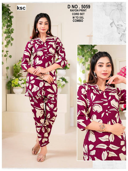 Polo Collars 010825 Ksc Rayon Co Ord Set Manufacturer