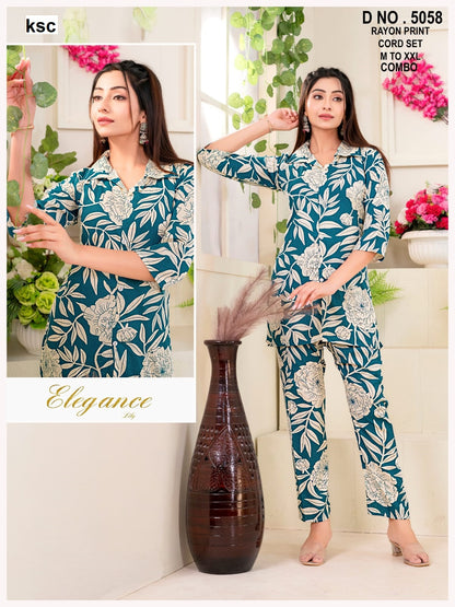 Polo Collars 010825 Ksc Rayon Co Ord Set Manufacturer