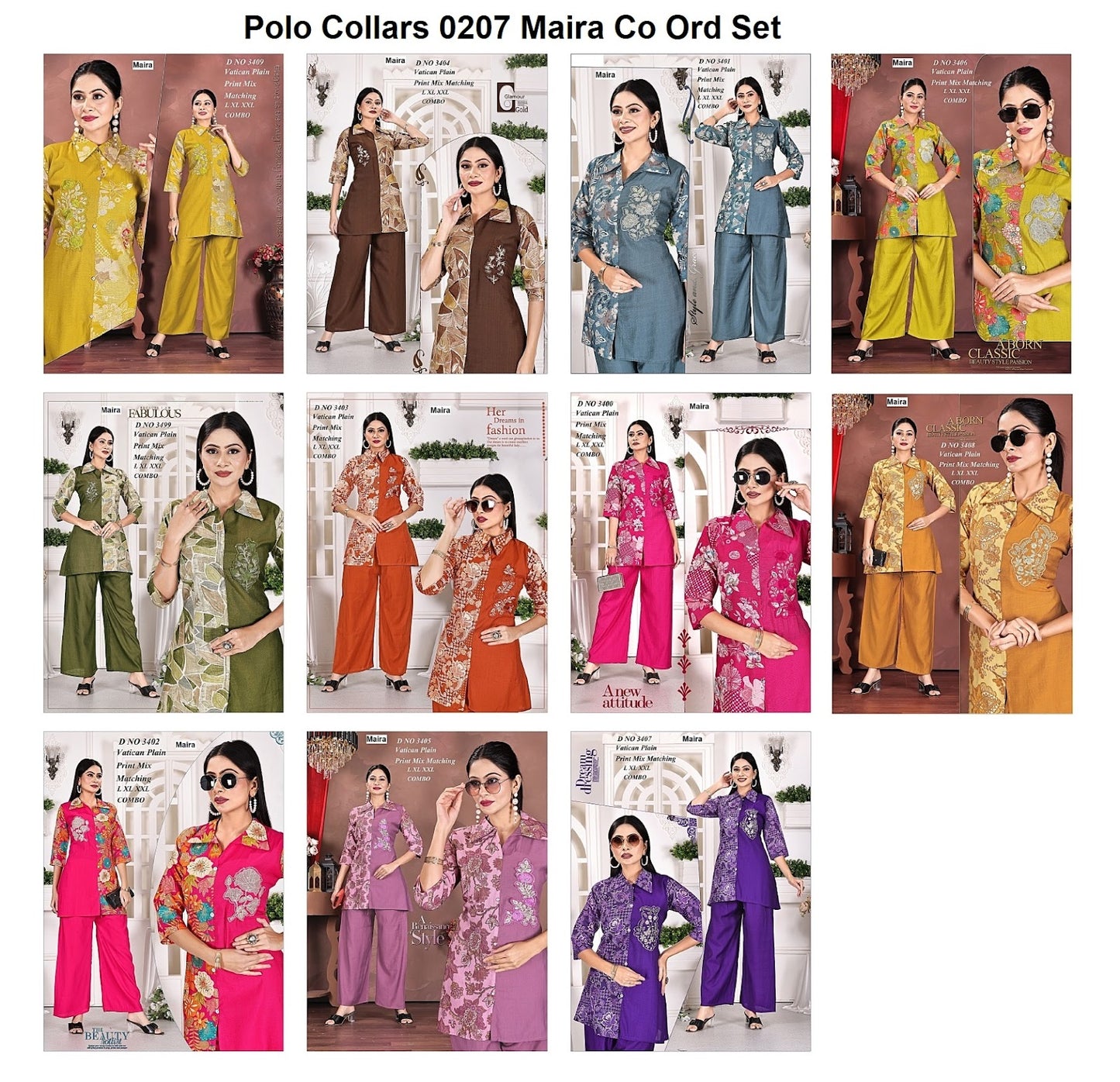 Polo Collars 0207 Maira Vatican Co Ord Set Wholesale Price