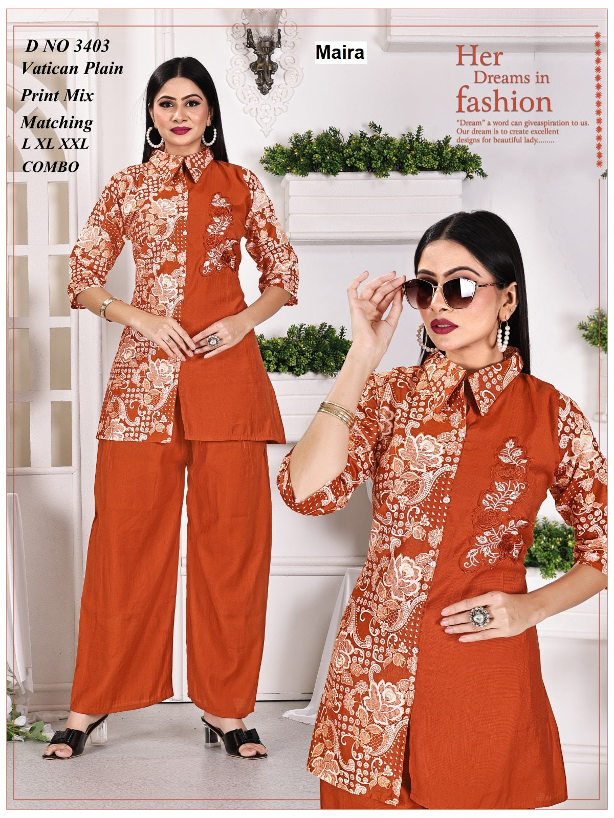 Polo Collars 0207 Maira Vatican Co Ord Set Wholesale Price