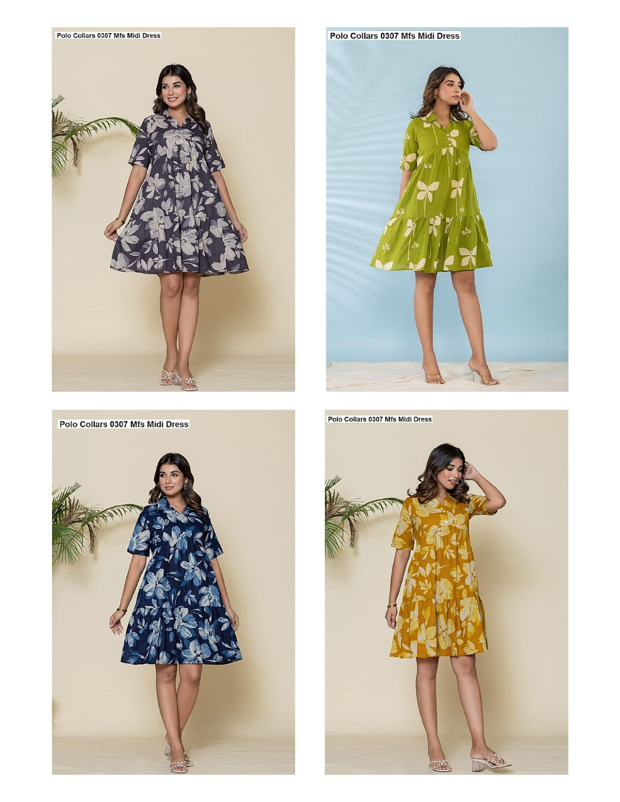 Polo Collars 0307 Mfs Cotton Midi Dress Manufacturer Ahmedabad