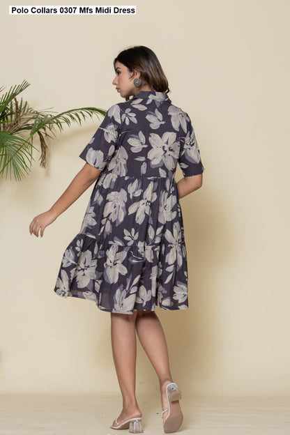Polo Collars 0307 Mfs Cotton Midi Dress Manufacturer Ahmedabad