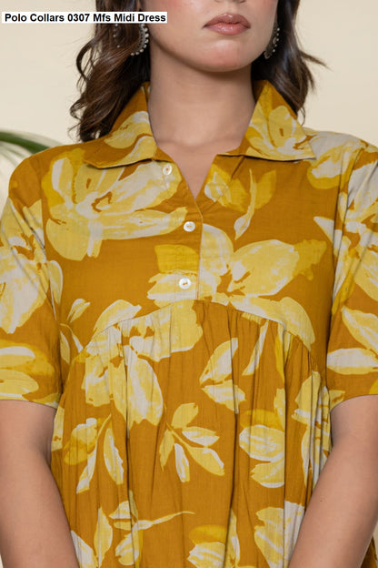 Polo Collars 0307 Mfs Cotton Midi Dress Manufacturer Ahmedabad