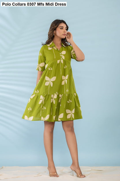 Polo Collars 0307 Mfs Cotton Midi Dress Manufacturer Ahmedabad