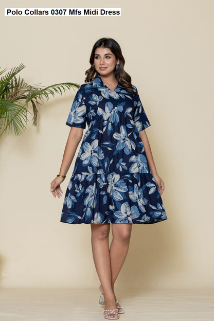Polo Collars 0307 Mfs Cotton Midi Dress Manufacturer Ahmedabad