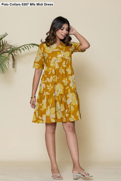 Polo Collars 0307 Mfs Cotton Midi Dress Manufacturer Ahmedabad