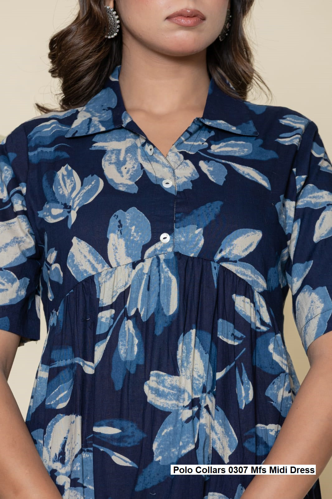 Polo Collars 0307 Mfs Cotton Midi Dress Manufacturer Ahmedabad
