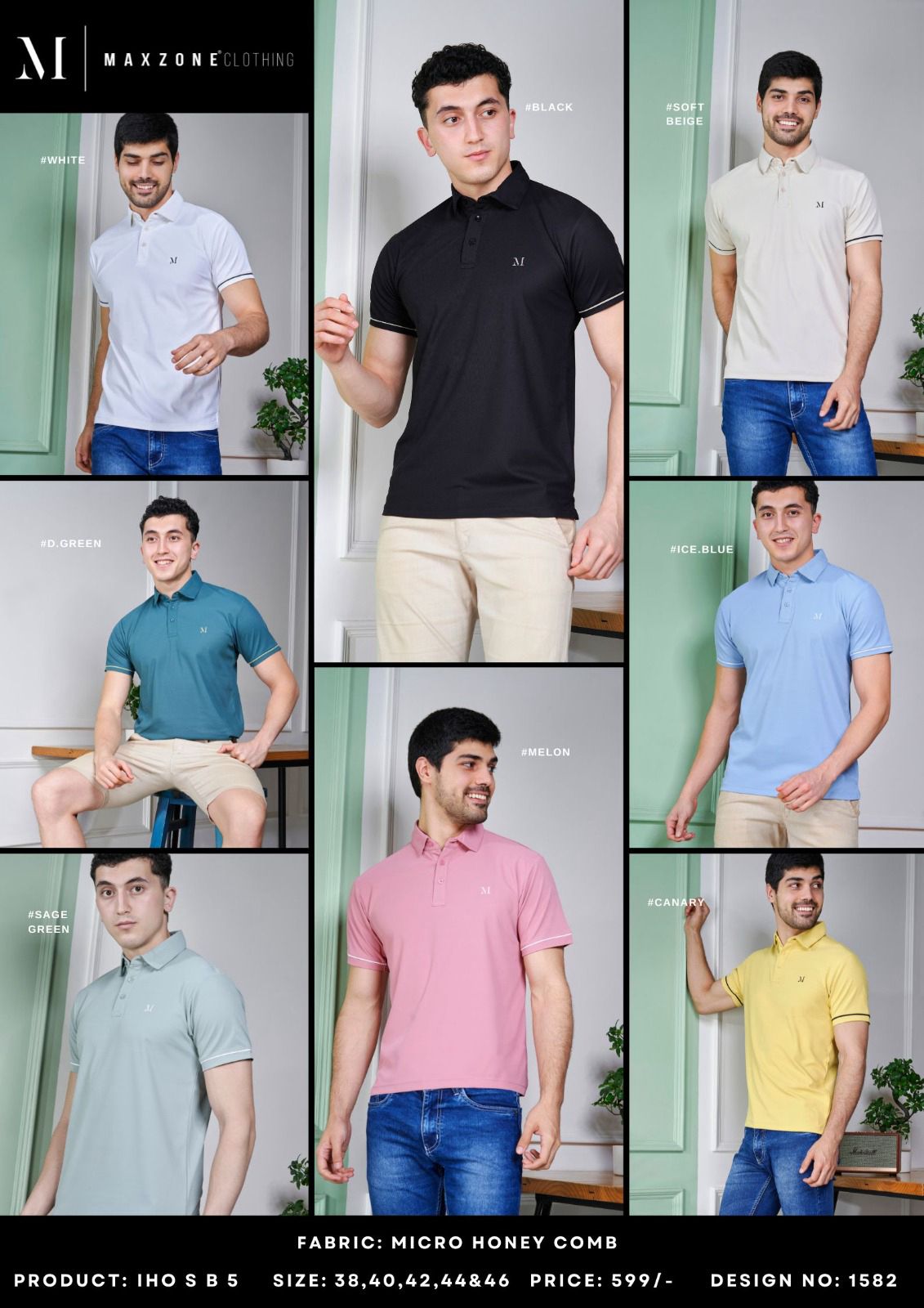 Polo Iho S B 5 Maxzone Clothing Honey Comb Mens Tshirts Wholesale Price
