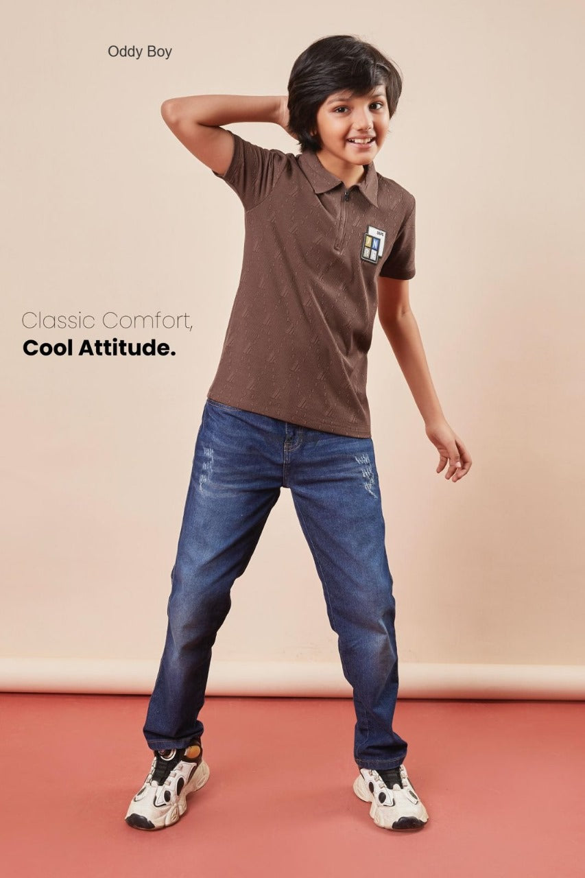 Polo Obj 192 Oddy Boy Jacquard Boys Tshirt Supplier India