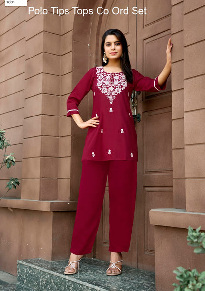 Polo Tips Tops Rayon 18Kg Co Ord Set Wholesale Price