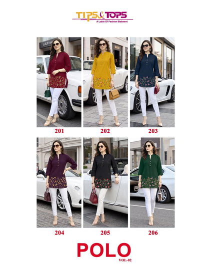Polo Vol 2 Tips Tops Reyon Short Kurtis Supplier
