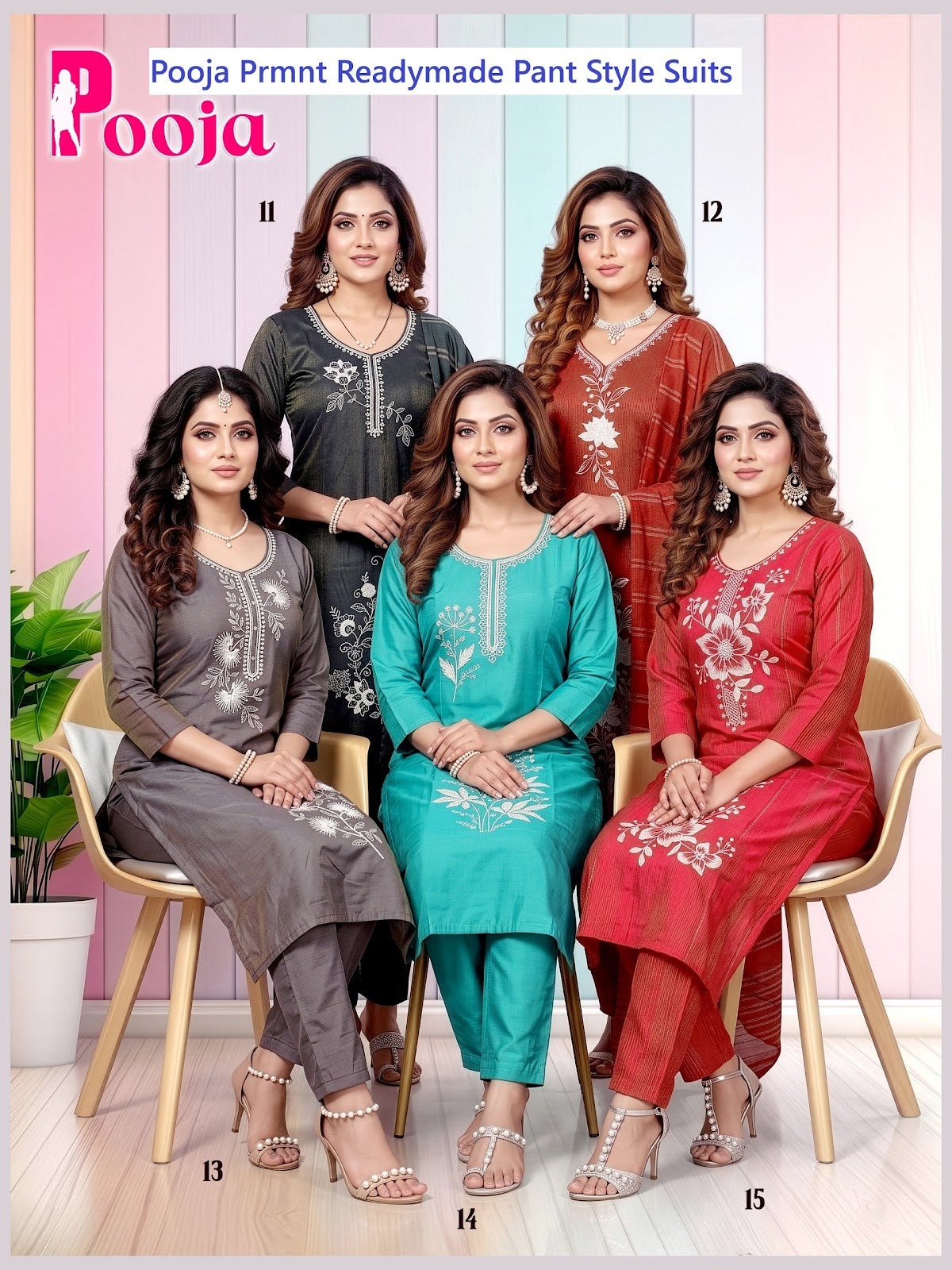 Pooja Prmnt Shimmer Readymade Pant Style Suits Supplier Gujarat