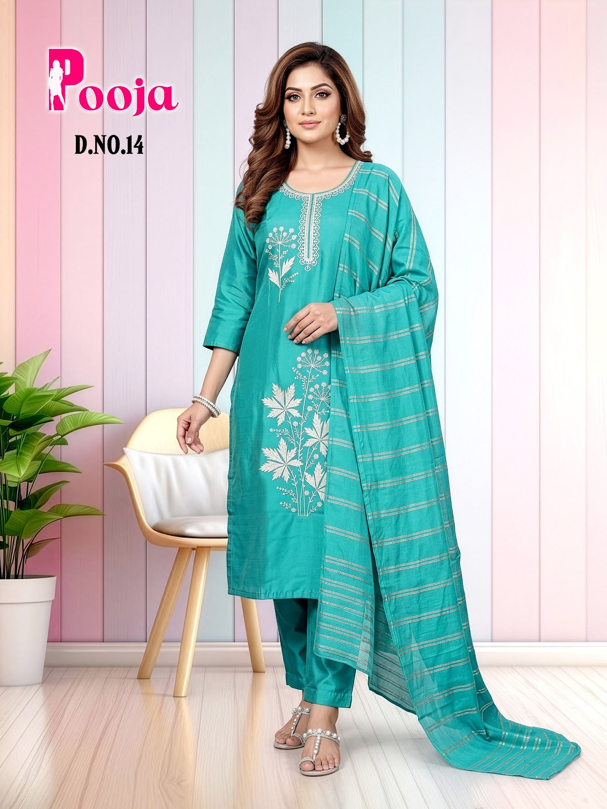 Pooja Prmnt Shimmer Readymade Pant Style Suits Supplier Gujarat