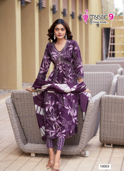 Pooja Vol 10 Mystic 9 Rayon Foil Readymade Pant Style Suits Wholesaler Ahmedabad
