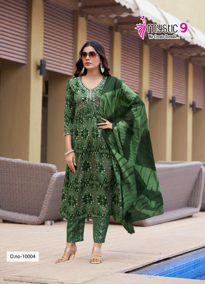 Pooja Vol 10 Mystic 9 Rayon Foil Readymade Pant Style Suits Wholesaler Ahmedabad