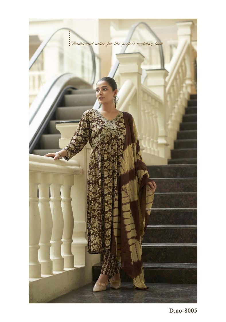 Pooja Vol 8 Mystic 9 Reyon Readymade Pant Style Suits Supplier