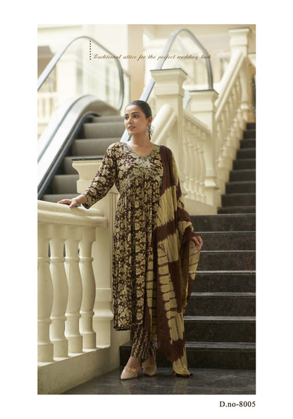 Pooja Vol 8 Mystic 9 Reyon Readymade Pant Style Suits Supplier