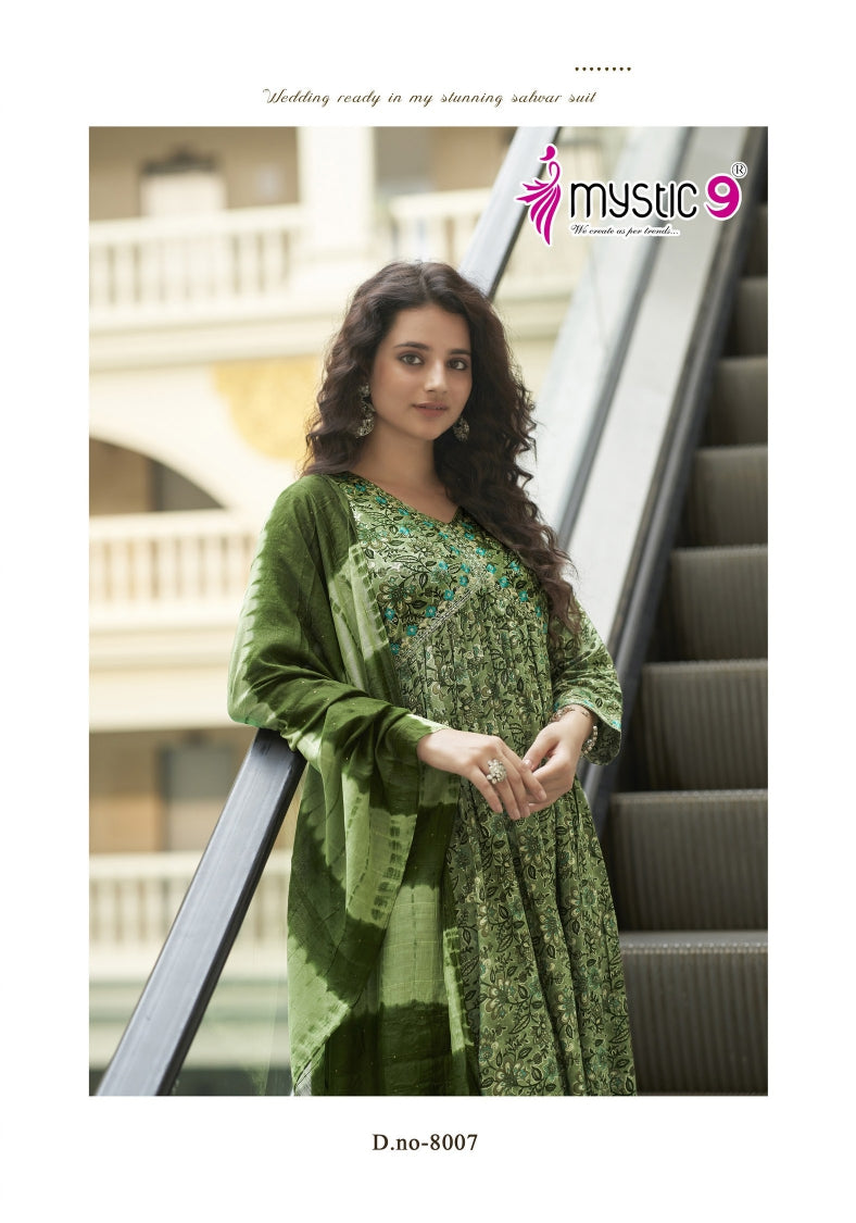 Pooja Vol 8 Mystic 9 Reyon Readymade Pant Style Suits Supplier