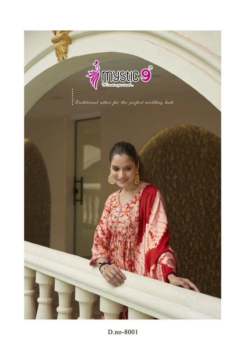 Pooja Vol 8 Mystic 9 Reyon Readymade Pant Style Suits Supplier