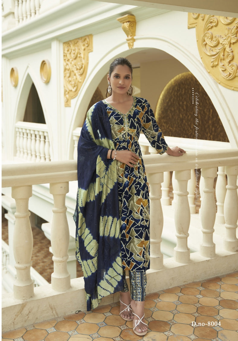 Pooja Vol 8 Mystic 9 Reyon Readymade Pant Style Suits Supplier