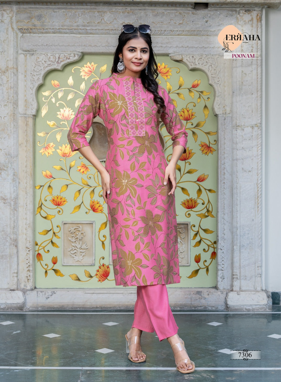 Poonam Vol 1 Erraha Vertican Silk Kurti Pant Set Manufacturer India