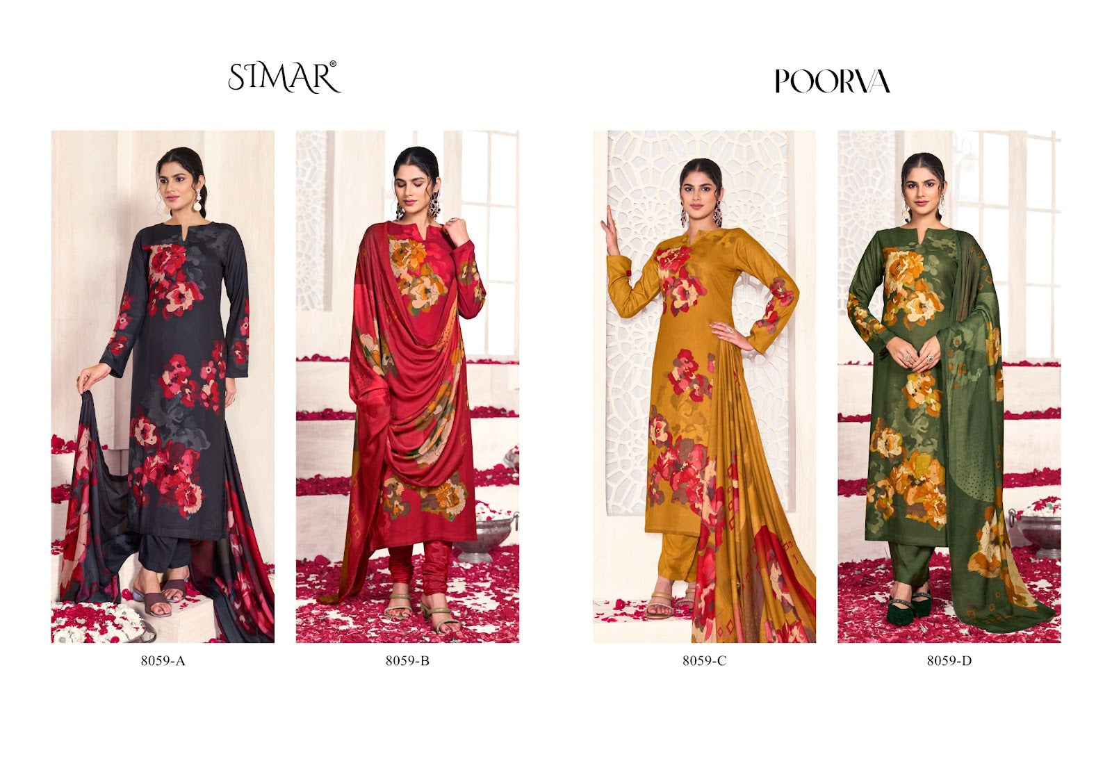 Poorva 8059 Simar Viscose Pashmina Suits Manufacturer