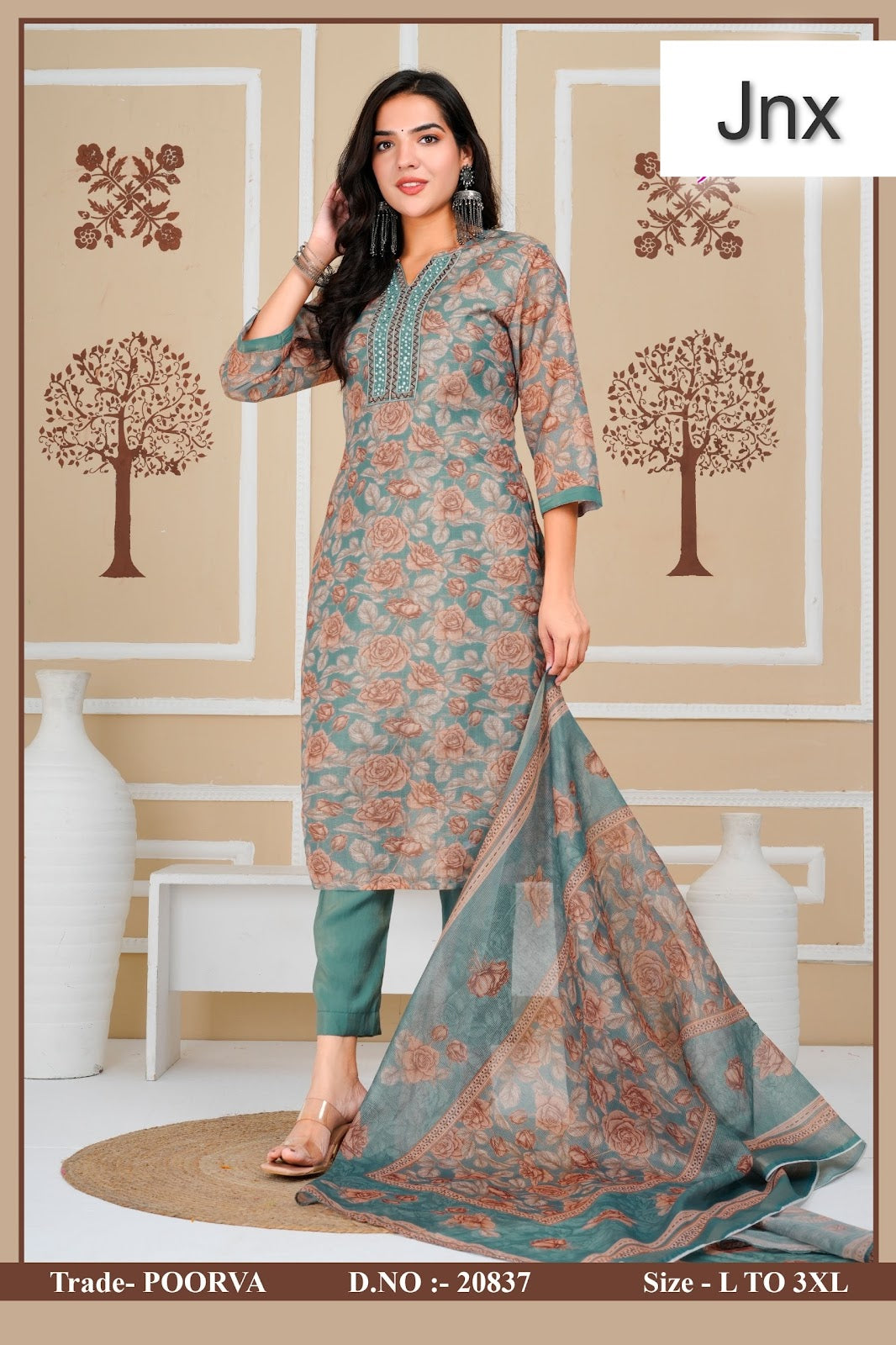 Poorva Jnx Tissue Readymade Pant Style Suits Supplier Ahmedabad